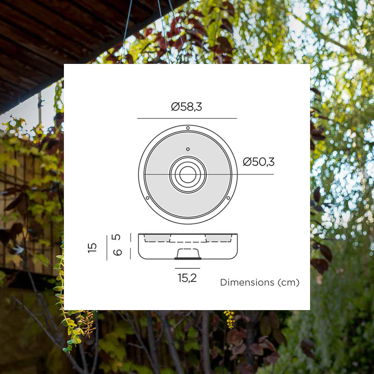 Jardinière ronde suspendue avec éclairage sans fil ELBA 59 - Image 7