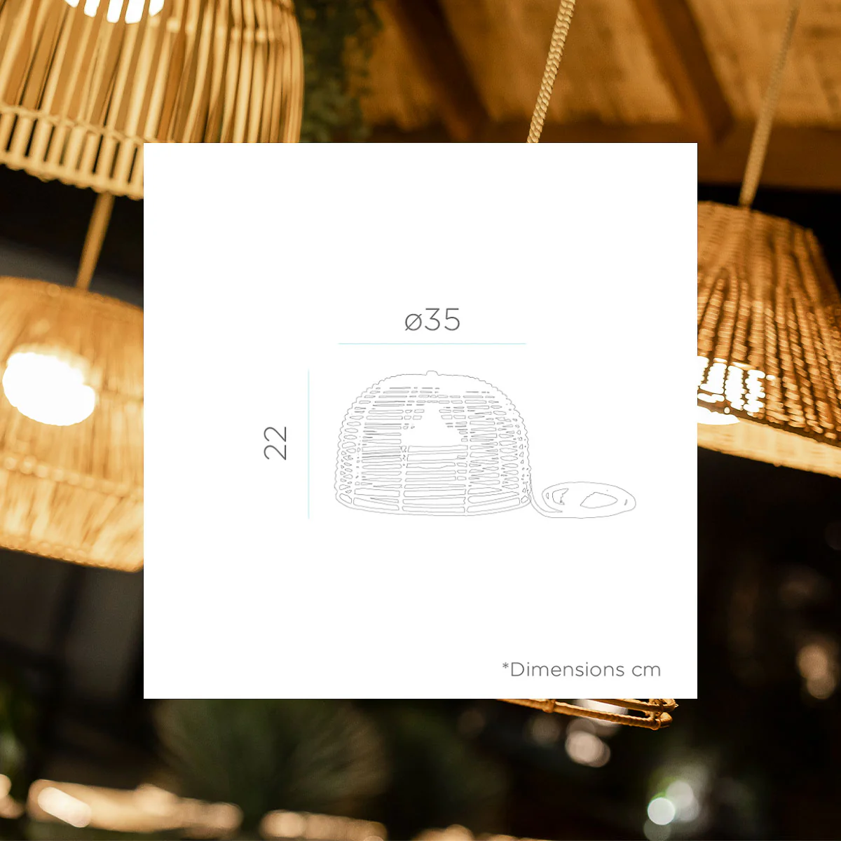 LAMPE SUSPENSION SANS FIL BOSSA NATURE - Image 6