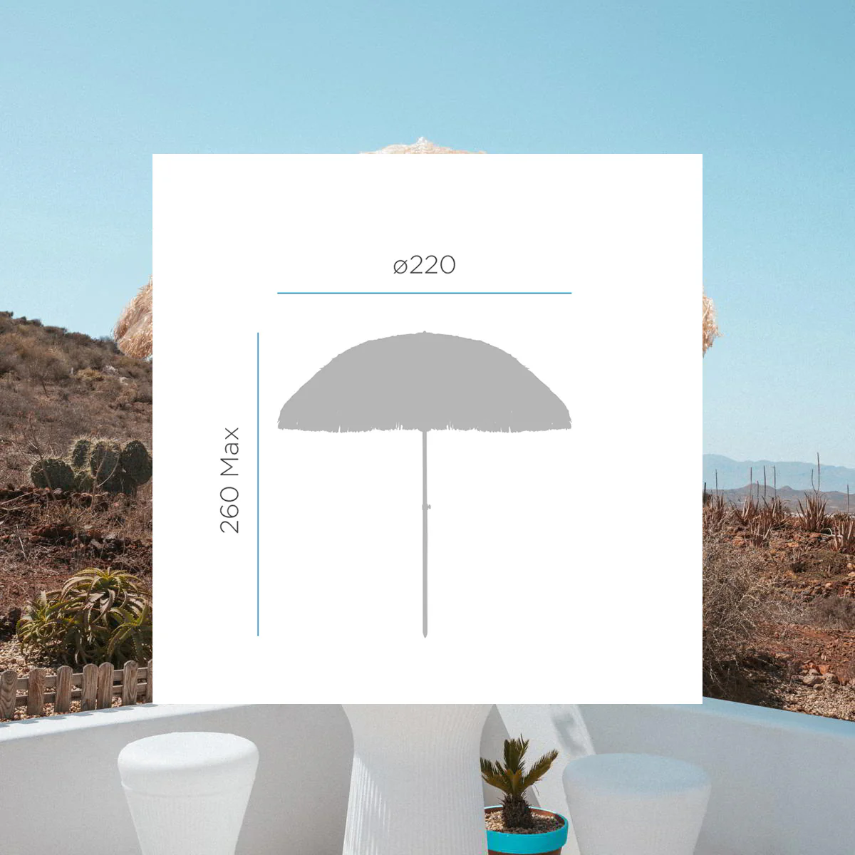 Parasol extérieur en acier ø220 x 230cm - Image 6
