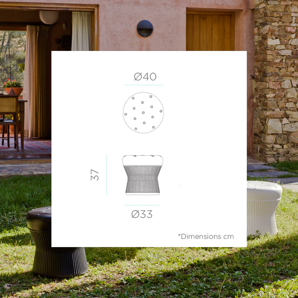 TABOURET BAS ROND CORFU 40 AVEC LUMIÈRE / SANS LUMIÈRE - Image 6