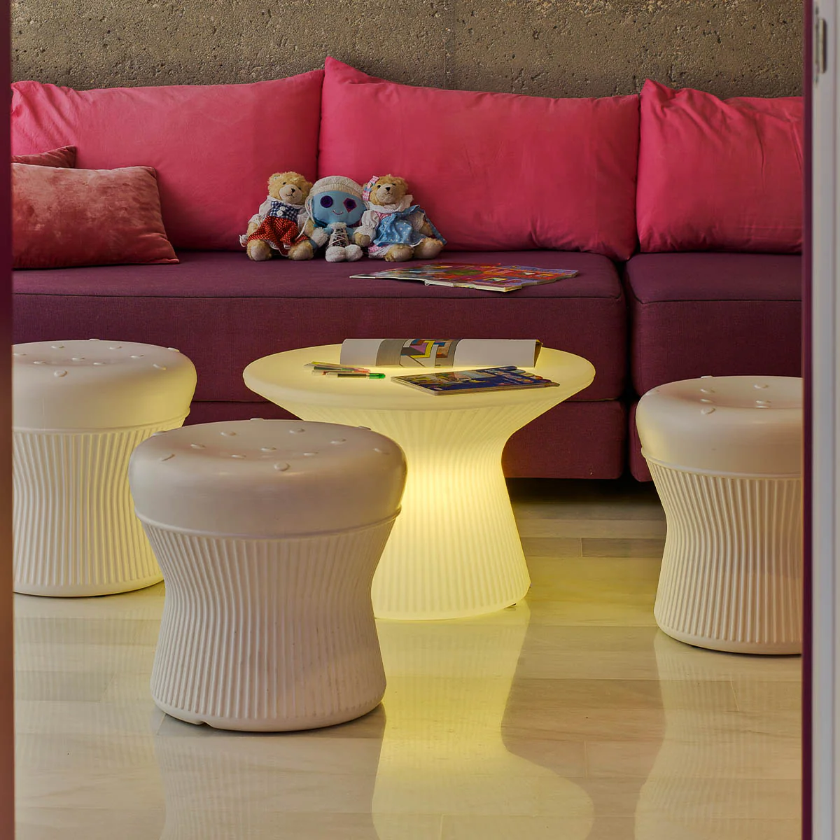 TABOURET BAS ROND CORFU 40 AVEC LUMIÈRE / SANS LUMIÈRE - Image 7